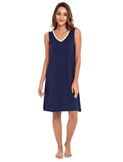 GYS Womens Bamboo Viscose Sleeveless V Neck Nightgown