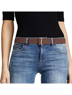 No Show Women Stretch Belt Invisible Elastic Web Strap Belt with Flat Buckle for Jeans Pants Dresses.