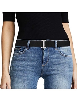 No Show Women Stretch Belt Invisible Elastic Web Strap Belt with Flat Buckle for Jeans Pants Dresses.