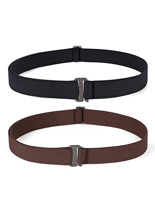 No Show Women Stretch Belt Invisible Elastic Web Strap Belt with Flat Buckle for Jeans Pants Dresses.