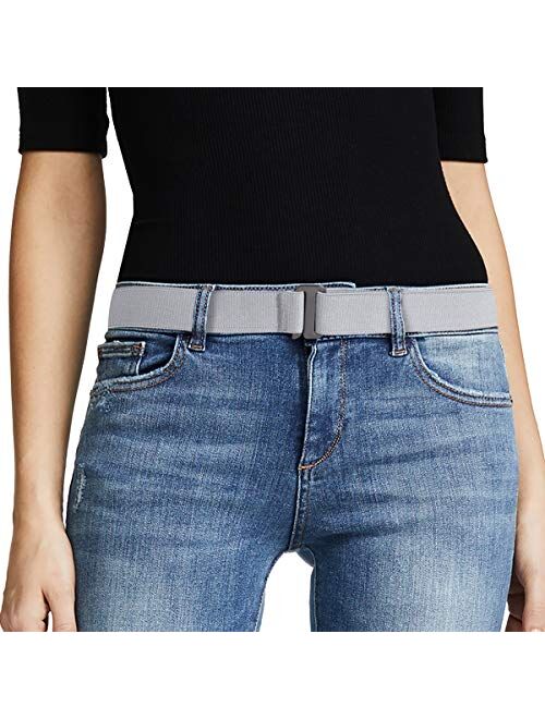 No Show Women Stretch Belt Invisible Elastic Web Strap Belt with Flat Buckle for Jeans Pants Dresses.