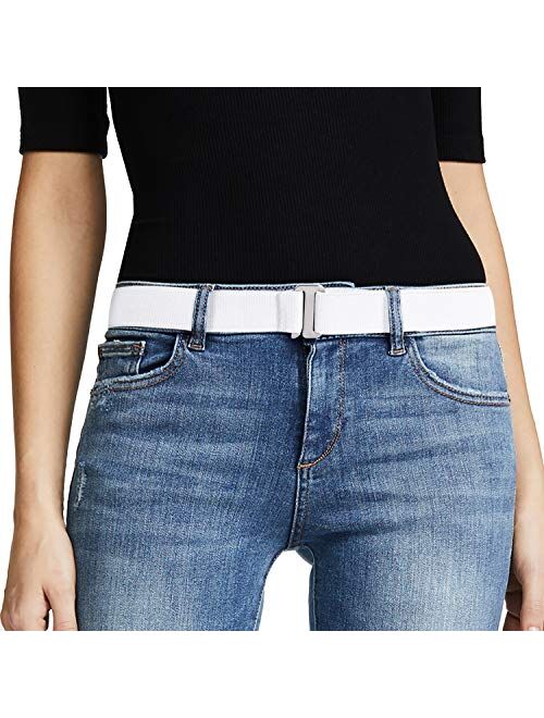 No Show Women Stretch Belt Invisible Elastic Web Strap Belt with Flat Buckle for Jeans Pants Dresses.