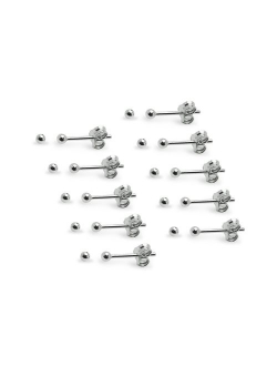 Silverline Jewelry 5-10 Pairs Tiny 2mm 3mm Stainless Steel Round Ball Stud Earrings Set for Women Men Teen Girls