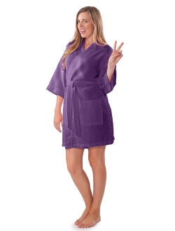 Turquaz Linen Lightweight Thigh Length Waffle Kimono Bridesmaids Spa Robe