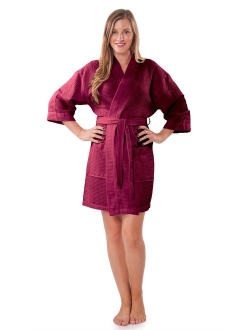 Turquaz Linen Lightweight Thigh Length Waffle Kimono Bridesmaids Spa Robe