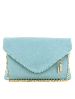 Large Envelope Clutch Bag with Chain Strap