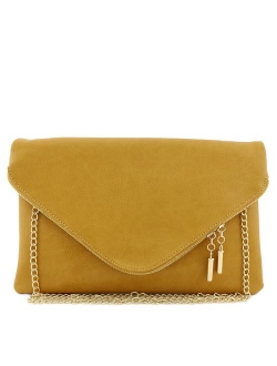 Large Envelope Clutch Bag with Chain Strap