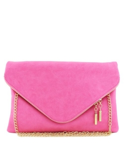 Large Envelope Clutch Bag with Chain Strap