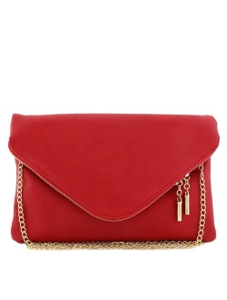 Large Envelope Clutch Bag with Chain Strap