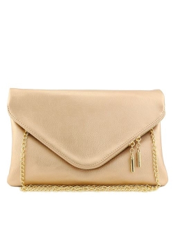 Large Envelope Clutch Bag with Chain Strap