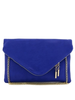 Large Envelope Clutch Bag with Chain Strap