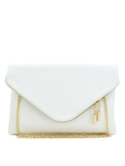 Large Envelope Clutch Bag with Chain Strap