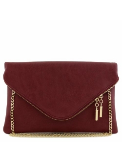 Large Envelope Clutch Bag with Chain Strap