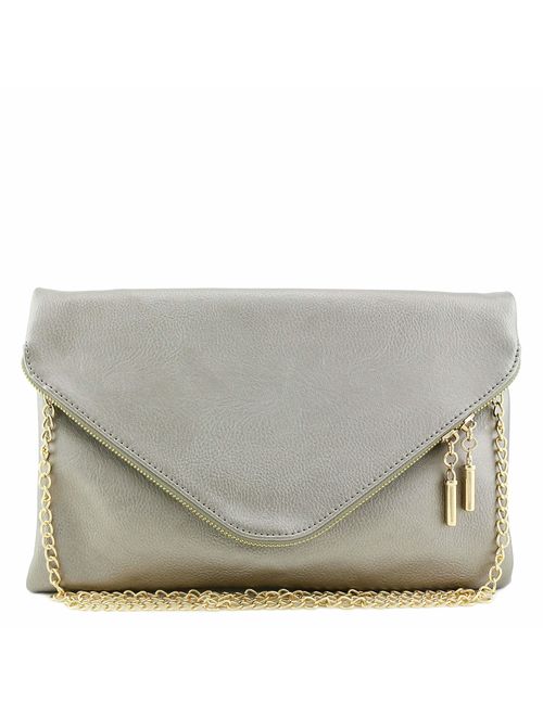 Large Envelope Clutch Bag with Chain Strap