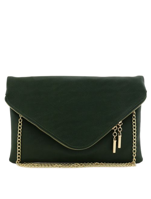 Large Envelope Clutch Bag with Chain Strap