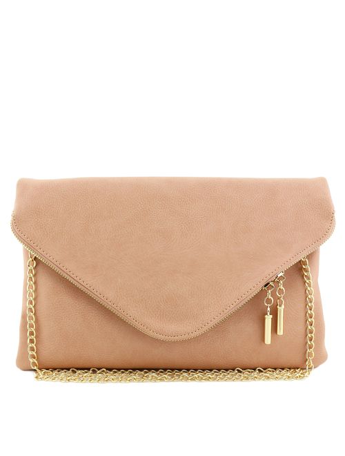 Large Envelope Clutch Bag with Chain Strap