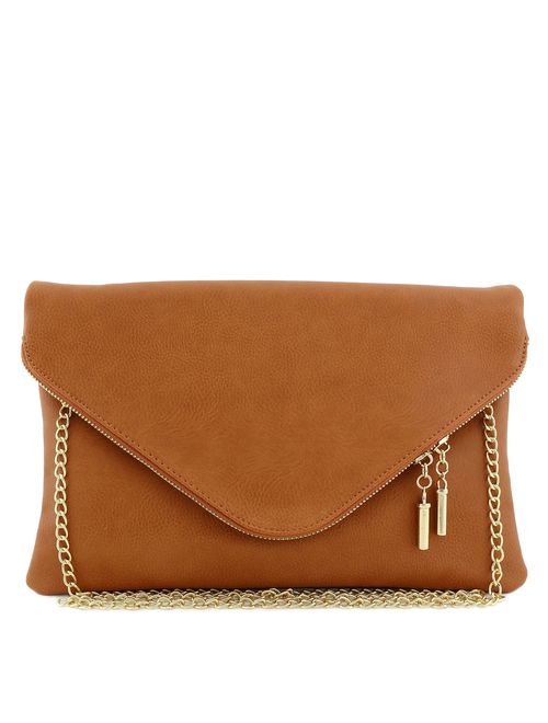 Large Envelope Clutch Bag with Chain Strap