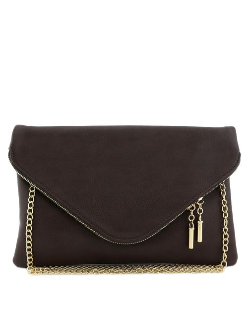 Large Envelope Clutch Bag with Chain Strap