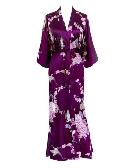 KIM+ONO Women's Satin Kimono Robe Long - Floral