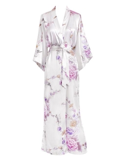 KIM+ONO Women's Satin Kimono Robe Long - Floral