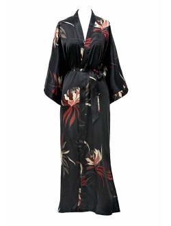 KIM+ONO Women's Satin Kimono Robe Long - Floral