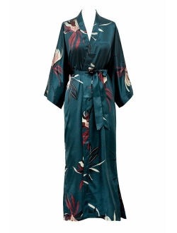 KIM+ONO Women's Satin Kimono Robe Long - Floral