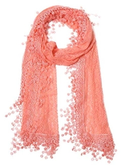 Cindy and Wendy Lightweight Soft Leaf Lace Fringes Scarf shawl for Women