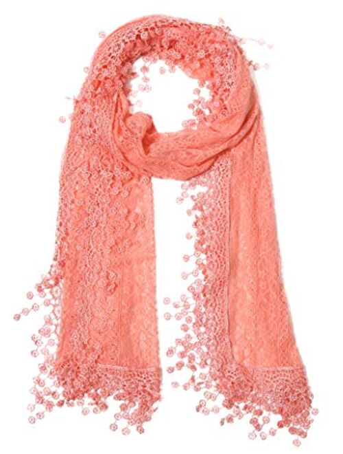 Cindy and Wendy Lightweight Soft Leaf Lace Fringes Scarf shawl for Women