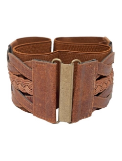 eVogues Braided Elastic Stretchy Retro Wide Waist Cinch Belt