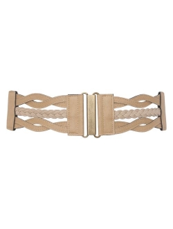 eVogues Braided Elastic Stretchy Retro Wide Waist Cinch Belt