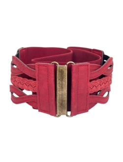 eVogues Braided Elastic Stretchy Retro Wide Waist Cinch Belt