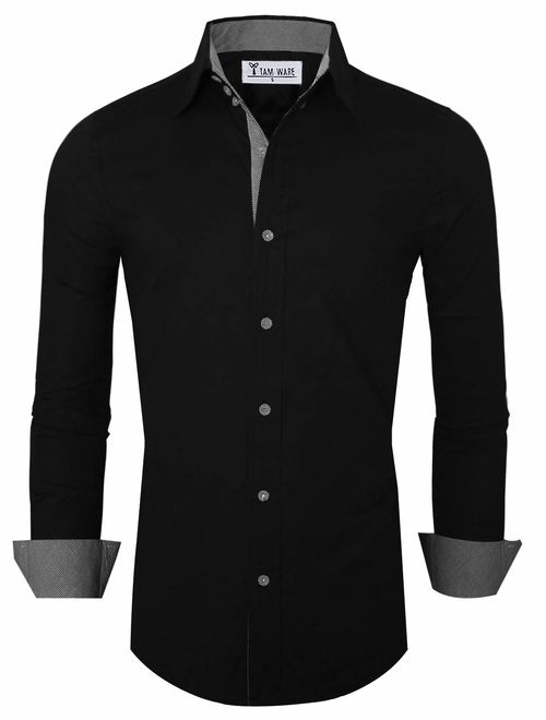Buy TAM WARE Mens Premium Casual Inner Contrast Dress Shirt online ...