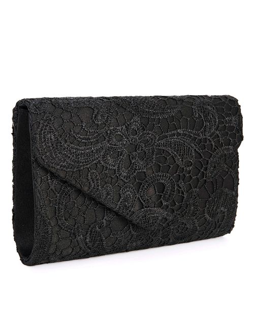 UBORSE Women's Elegant Floral Lace Evening Clutch Envelope Prom Handbag Wedding Purse