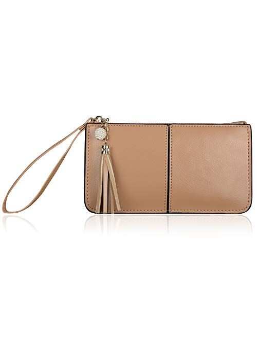 Befen Women's Leather Wristlet Clutch Cell Phone Wallet, Multi Card Organizer Wallet Purse