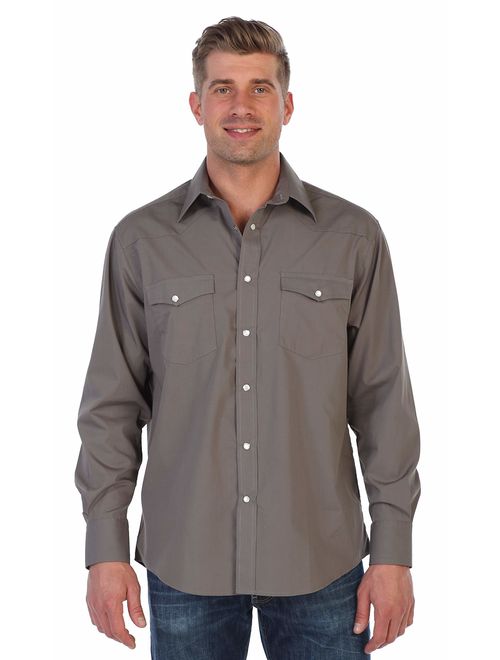 Gioberti Men's Solid Long Sleeve Western Shirt with Pearl Snap-on Buttons