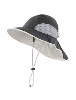 Connectyle Kids Wide Brim Neck Flap Sun Protection Hat Mesh Vent Bucket Sun Hat