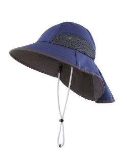 Connectyle Kids Wide Brim Neck Flap Sun Protection Hat Mesh Vent Bucket Sun Hat