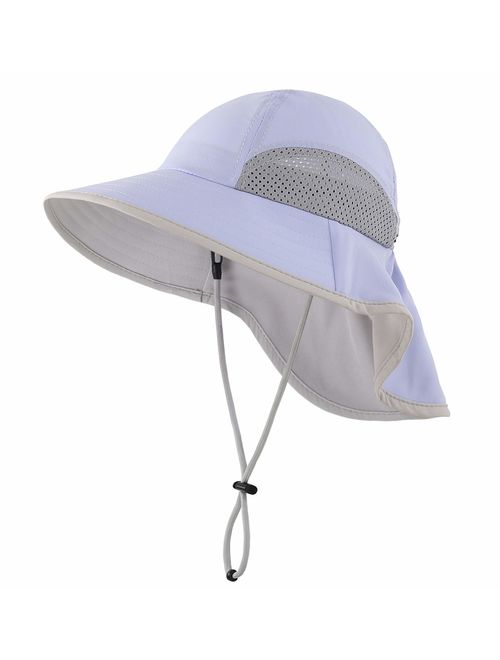 Connectyle Kids Wide Brim Neck Flap Sun Protection Hat Mesh Vent Bucket Sun Hat