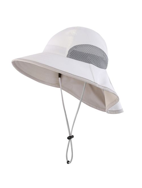 Connectyle Kids Wide Brim Neck Flap Sun Protection Hat Mesh Vent Bucket Sun Hat