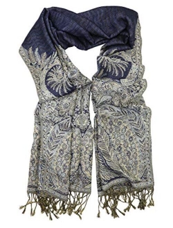 Achillea Soft Silky Reversible Paisley Pashmina Shawl Wrap Scarf w/Fringes