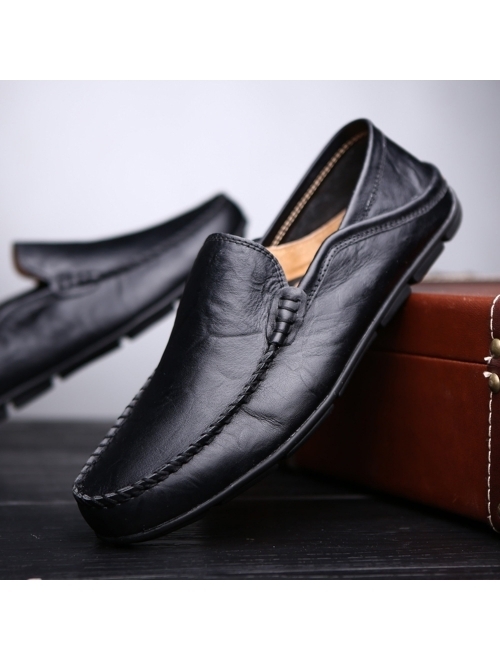 leather casual slip on shoes