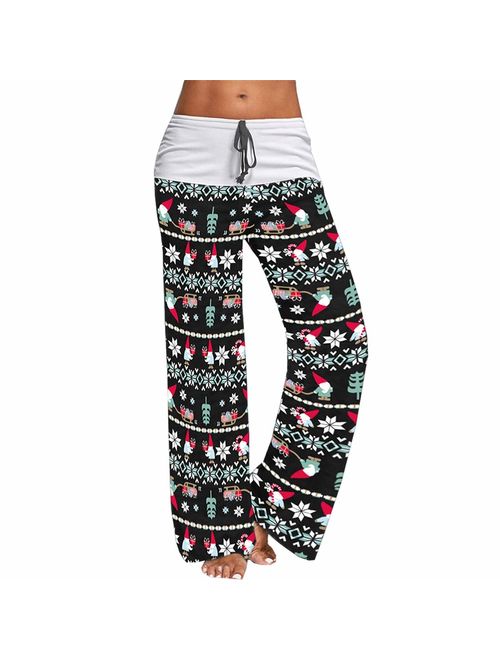 Artfish Women's Loose Baggy Yoga Long Pants Floral Printed Trousers Flowy Beach Pants