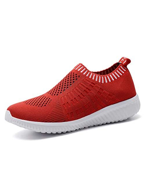 konhill Women's Casual Walking Shoes Breathable Mesh Work Slip-on Sneakers