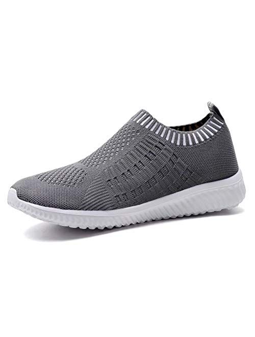 konhill Women's Casual Walking Shoes Breathable Mesh Work Slip-on Sneakers