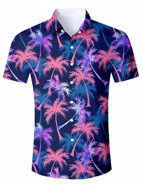 ALISISTER Hawaiian Shirt Men Tropical Button Down Dress Summer