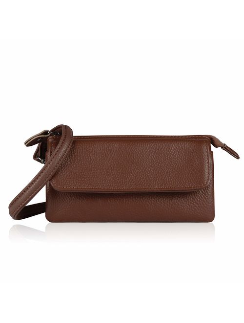 Befen Women's Leather Wristlet Mini Crossbody Bag, Small Shoulder Bag Clutch Purse with Card Slots