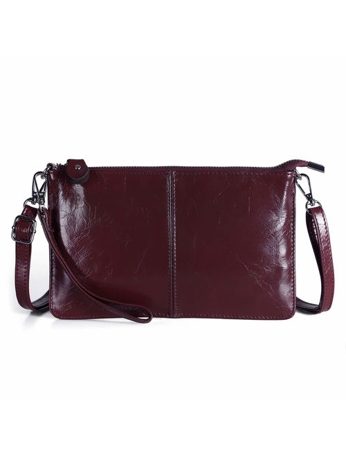 Befen Women's Leather Wristlet Mini Crossbody Bag, Small Shoulder Bag Clutch Purse with Card Slots