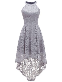 Dressystar Women's Halter Floral Lace Cocktail Party Dress Hi-Lo Bridesmaid Dress