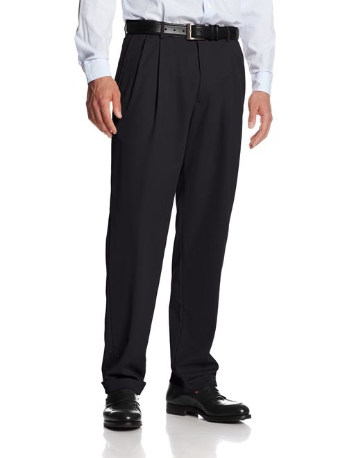 Haggar mens Mynx Gabardine Hidden Expandable Waistband Classic Fit Front Pleated Dress Pant