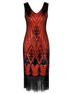 Women 1920s Gatsby Cocktail Sequin Art Deco Flapper Embellished Dress